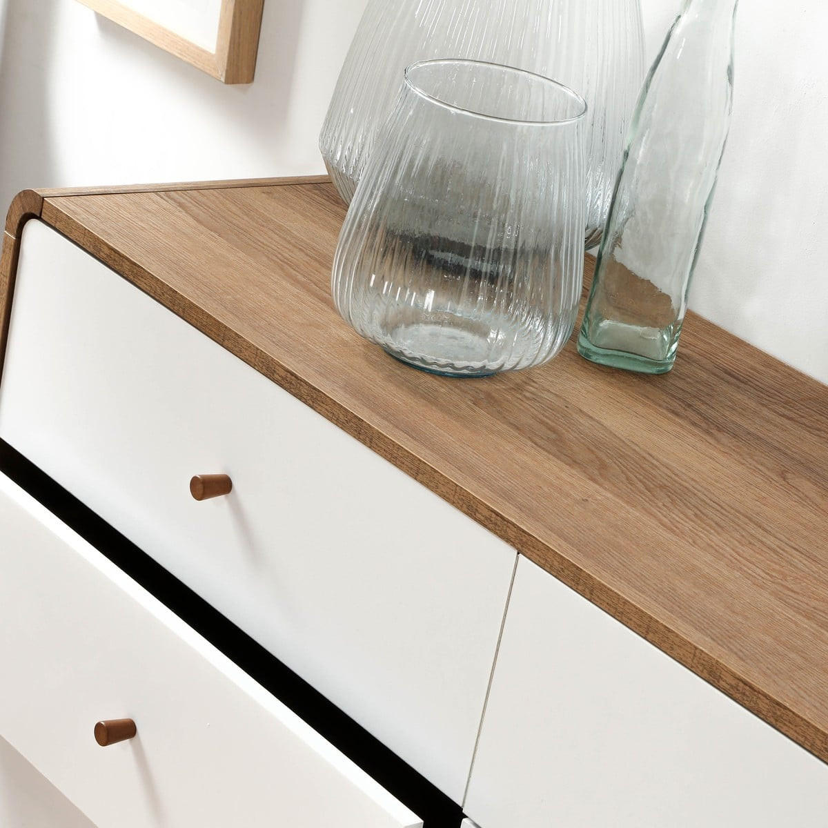 KOMMODE 6 schubladen holzdekor und weß albura 39/75,5/120 cm - Nussbaumfarben, Holzwerkstoff (120/75.5/46.5cm) - Calicosy