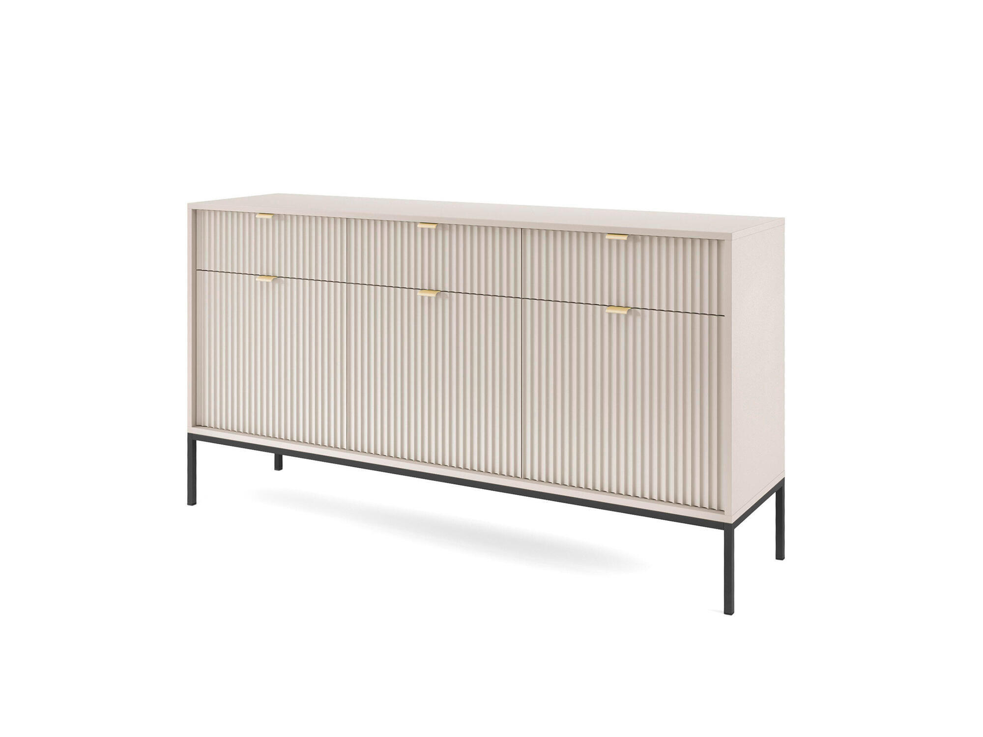 SIDEBOARD AVON Beige, Schwarz 154x39x83 cm - Beige/Schwarz, Holzwerkstoff (154/83/39cm) - FURNLUX