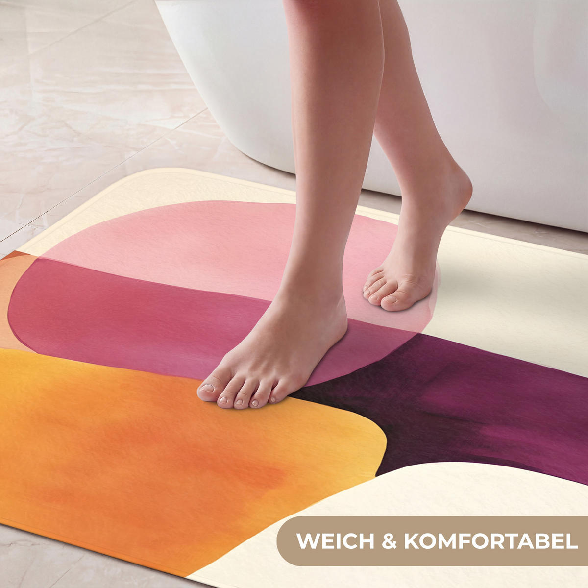 KOUPELNOVÁ PŘEDLOŽKA Tvary - abstraktní - barevné 90x60 cm - terakotová, textil/plast (90/60cm) - OnlyWow