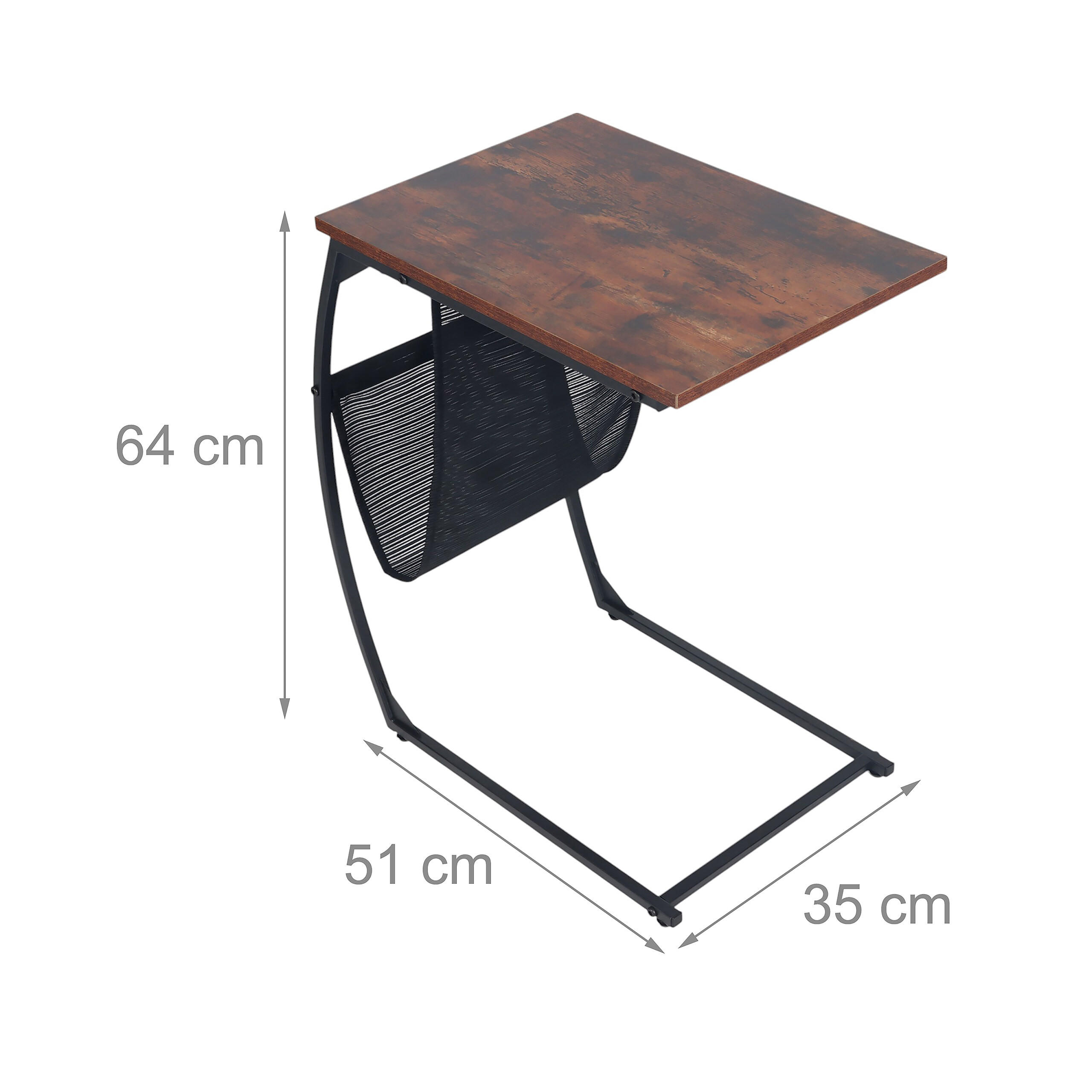 Thumbnail - Relaxdays Beistelltisch, Mehrfarbig, Metall, Holzwerkstoff, Textil, Rechteckig, 51x64x35 cm, Wohnzimmer, Wohnzimmertisch...