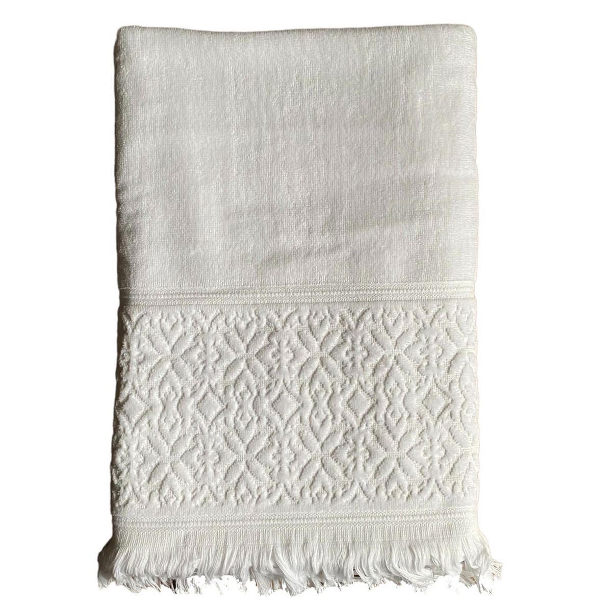 BADETUCH Velours uni Romance Weiß 90x170 460g/m² - Weiß, Textil (90/170cm) - LE COMPTOIR DE LA PLAGE