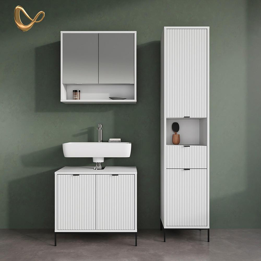 WASCHTISCHUNTERSCHRANK ATERNO Weiß 70 x 63 cm mit 2 Türen - Weiß, Holzwerkstoff (70/63/45.1cm) - Livinity®