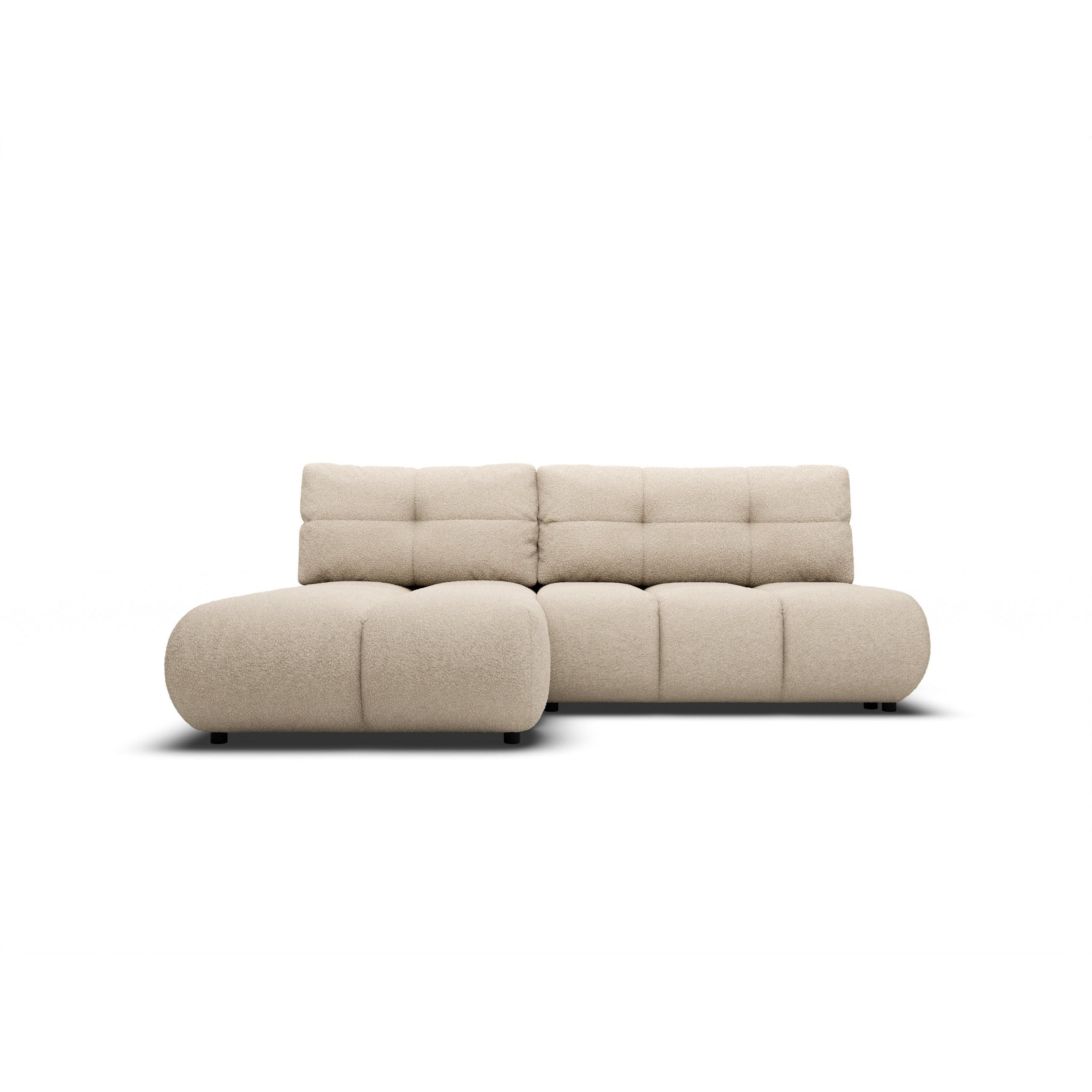 ECKSOFA CORSO L-S Beige Boucle-Stoff mit Schlaffunktion - Beige, Holz (230/177cm) - MASSENO