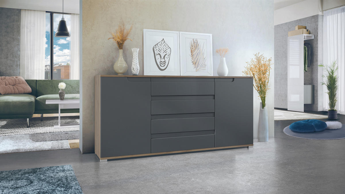 SIDEBOARD Sylt Anthrazit matt - Anthrazit, Holzwerkstoff (166.5/75.5/35cm) - Vladon
