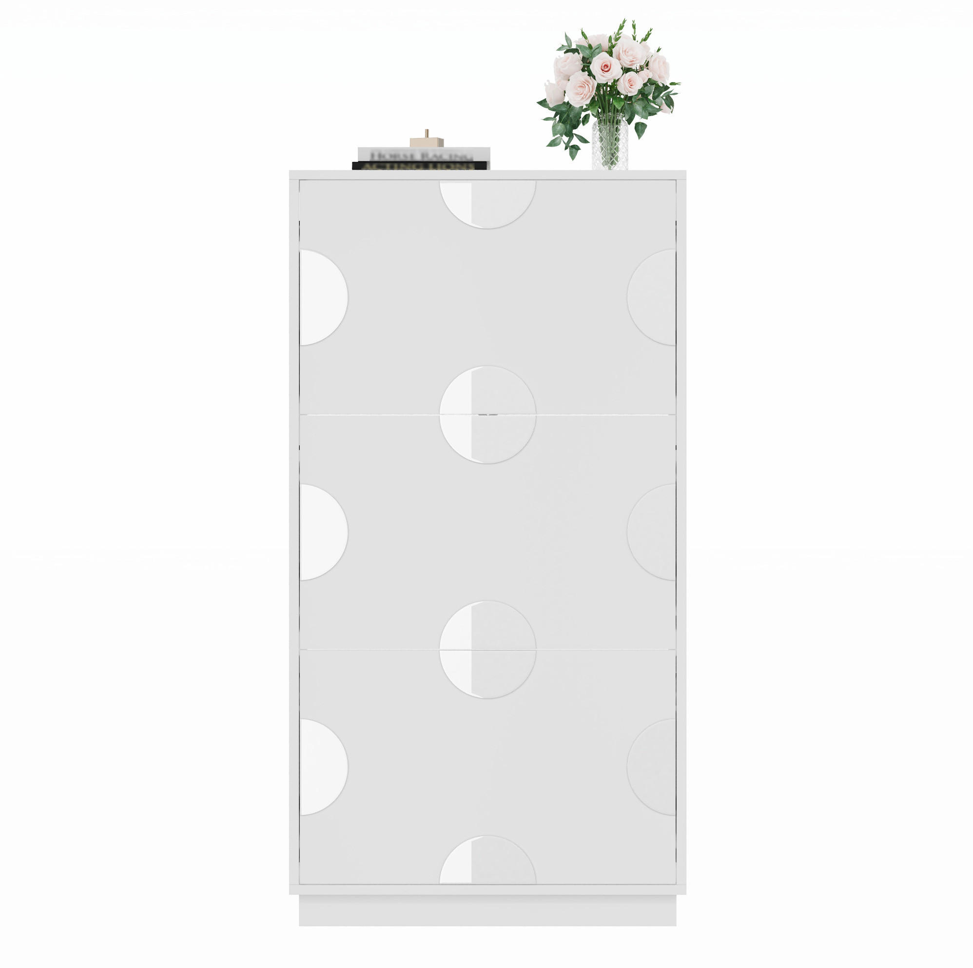 SCHUHSCHRANK 63/24/120 cm weiß aus MDF mit 3 Klappen und Spiegel - Weiß, Holzwerkstoff (63/120/24cm) - OKWISH