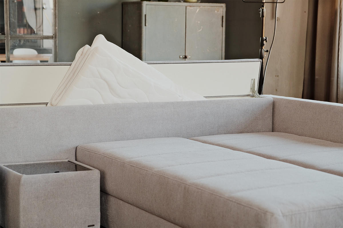 SCHLAFSOFA IDA Grau Webstoff - Schwarz/Grau, Textil (287/229cm) - KAWOLA