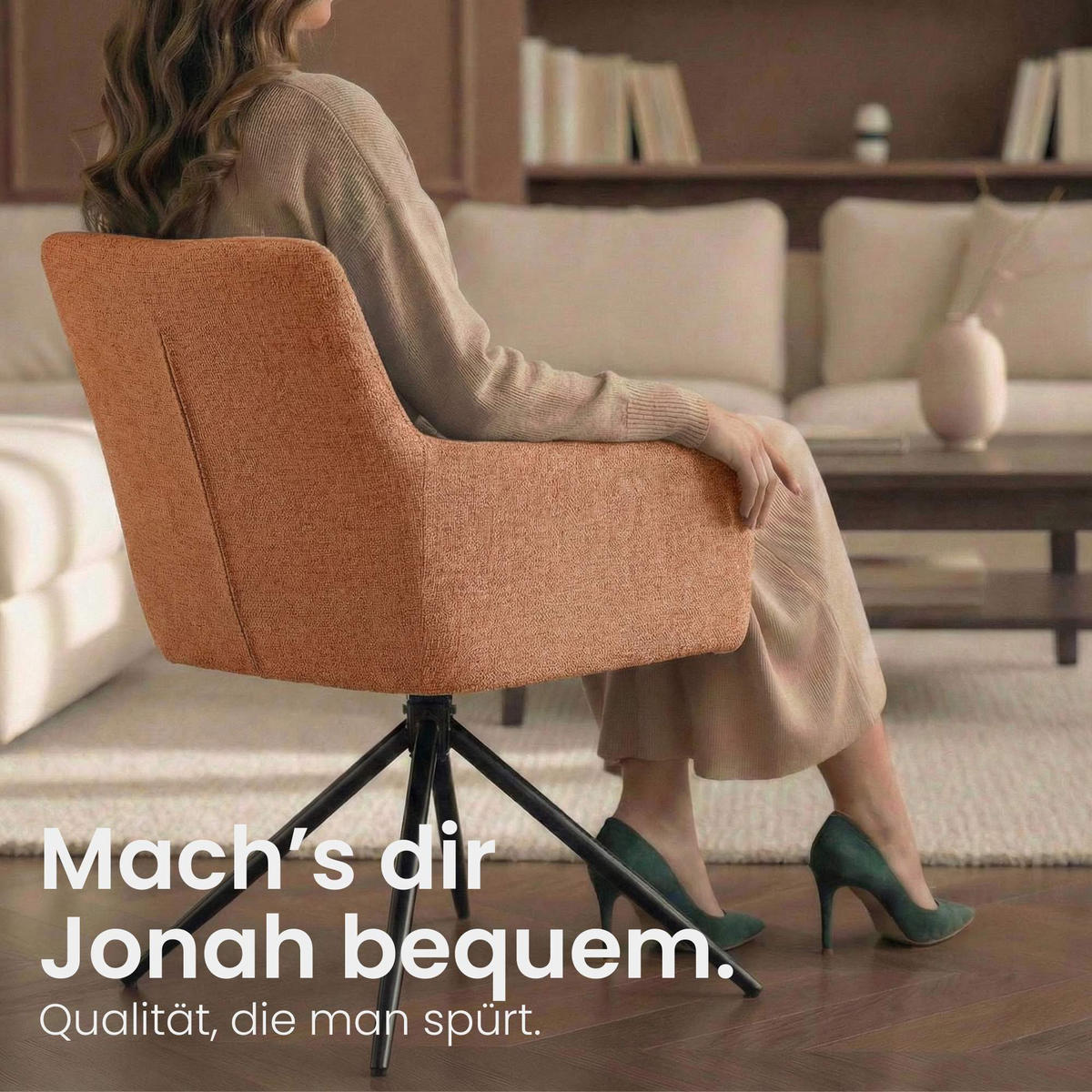 ARMLEHNENSTUHL Stoff Orange - Schwarz/Orange, Textil/Metall (59/87/59cm) - CLP