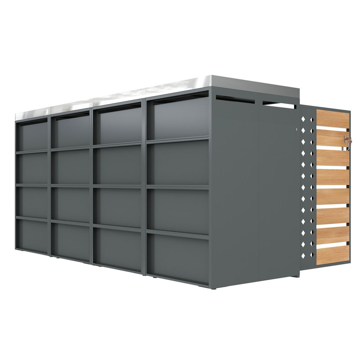 MÜLLTONNENBOX Mit Pflanztrog Holzoptik/Grau - Braun, Metall (132/108/80cm) - ComfortXL