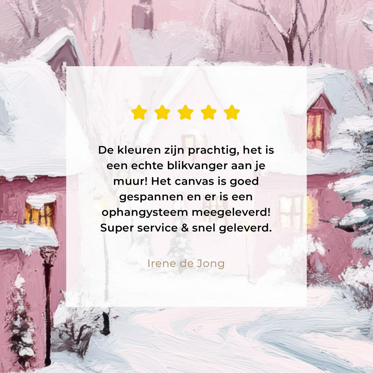 LEINWANDBILD Weihnachtsdorf - Rosa - Winter - Schnee - Häuser Deko Groß 90x90 cm - Altrosa, Textil (90/90cm) - MuchoWow