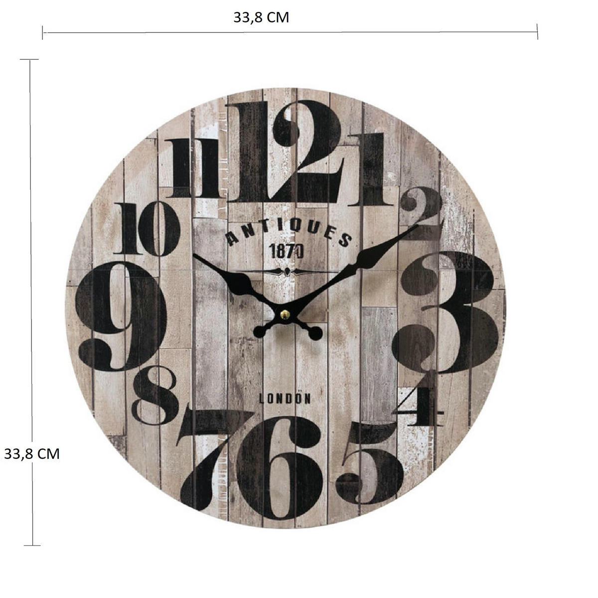 WANDUHR Schwarz 4/34/34 cm - Schwarz, Holzwerkstoff (4/34/34cm) - Mobili Rebecca