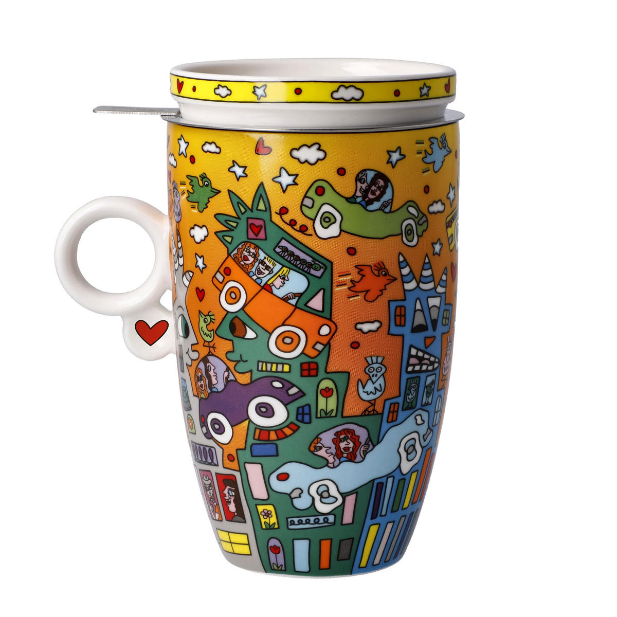 TEETASSE James Rizzi - Not Getting Around the Traffic, Fine Bone China, Bunt, 450 ml - Multicolor, Keramik (0.45L) - Goebel
