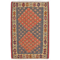 HANDWEBTEPPICH Kelim Senneh Blau 91/61 cm Schurwolle - Blau, Textil (61/91cm) - Looma
