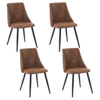 ESSZIMMERSTÜHLE 4er-Set, Industrielles Design, Gepolsterte Sitzfläche in Wildlederoptik, Metallbeine, Braun - Braun, Leder/Metall (53.5/83/44cm) - Meubles Cosy