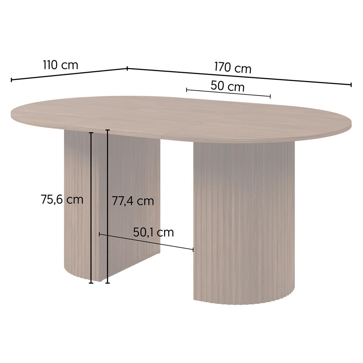JÍDELNÍ STŮL Carlo, kulatý rozkládací, 120–220 cm, ořech - barva vlašského ořechu, kompozitní dřevo (110/120/77cm) - Beautysofa