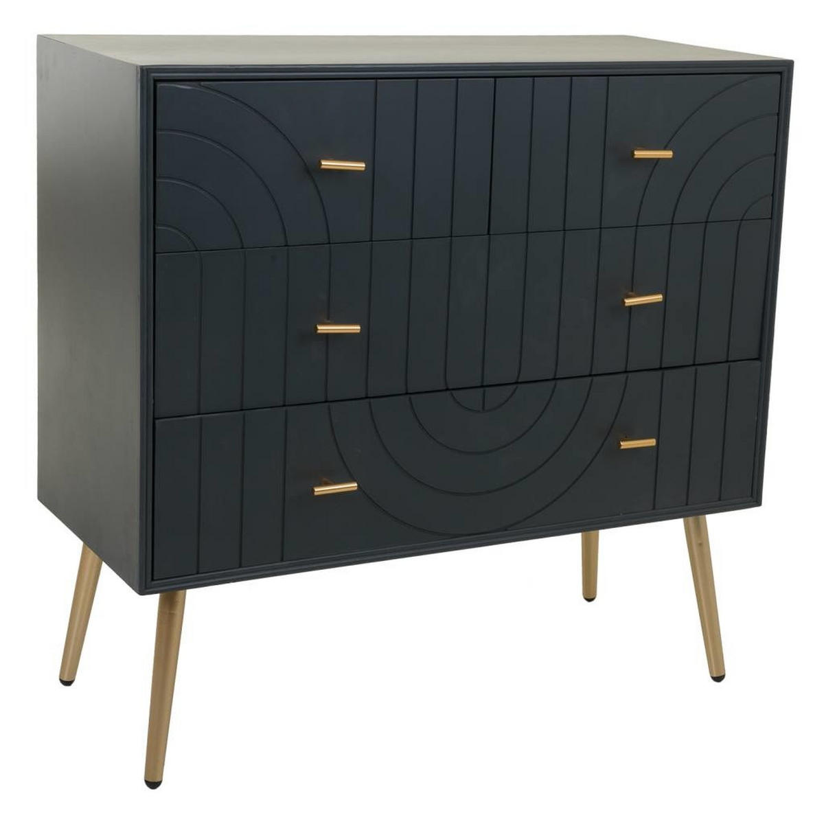 KOMMODE aus Holz und Metall, Schwarz 80x37x78 - Grau, Holzwerkstoff (80/37/78cm) - Wanderlust