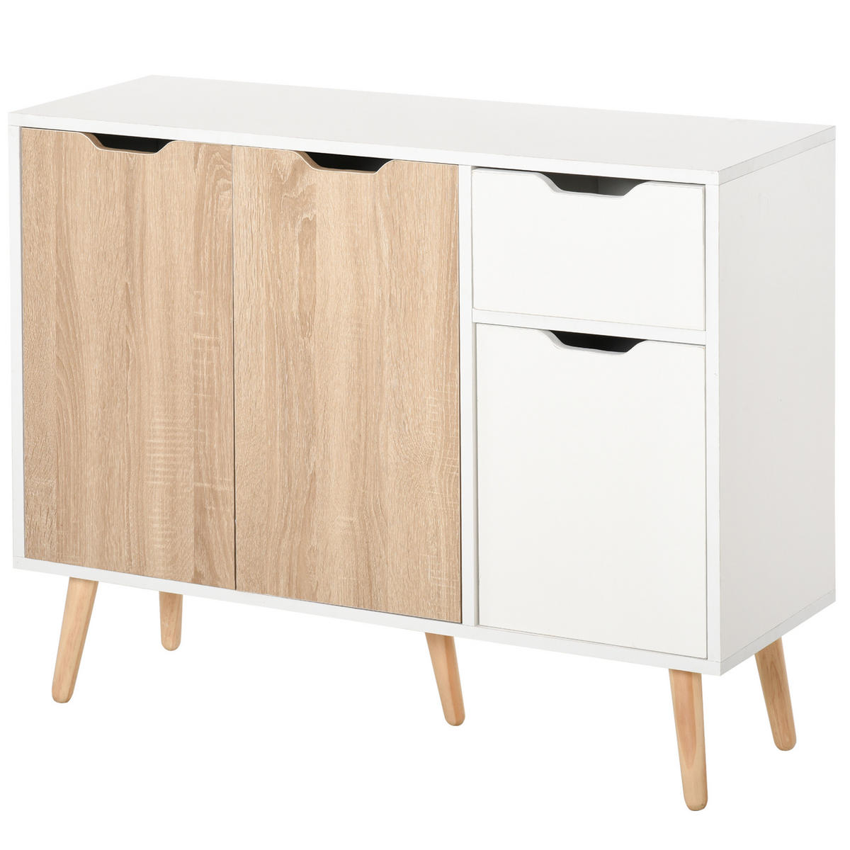 SIDEBOARD Weiß und Eichefarben 90/30/72 cm - Weiß, Holz (90/72/30cm) - PANGIVO