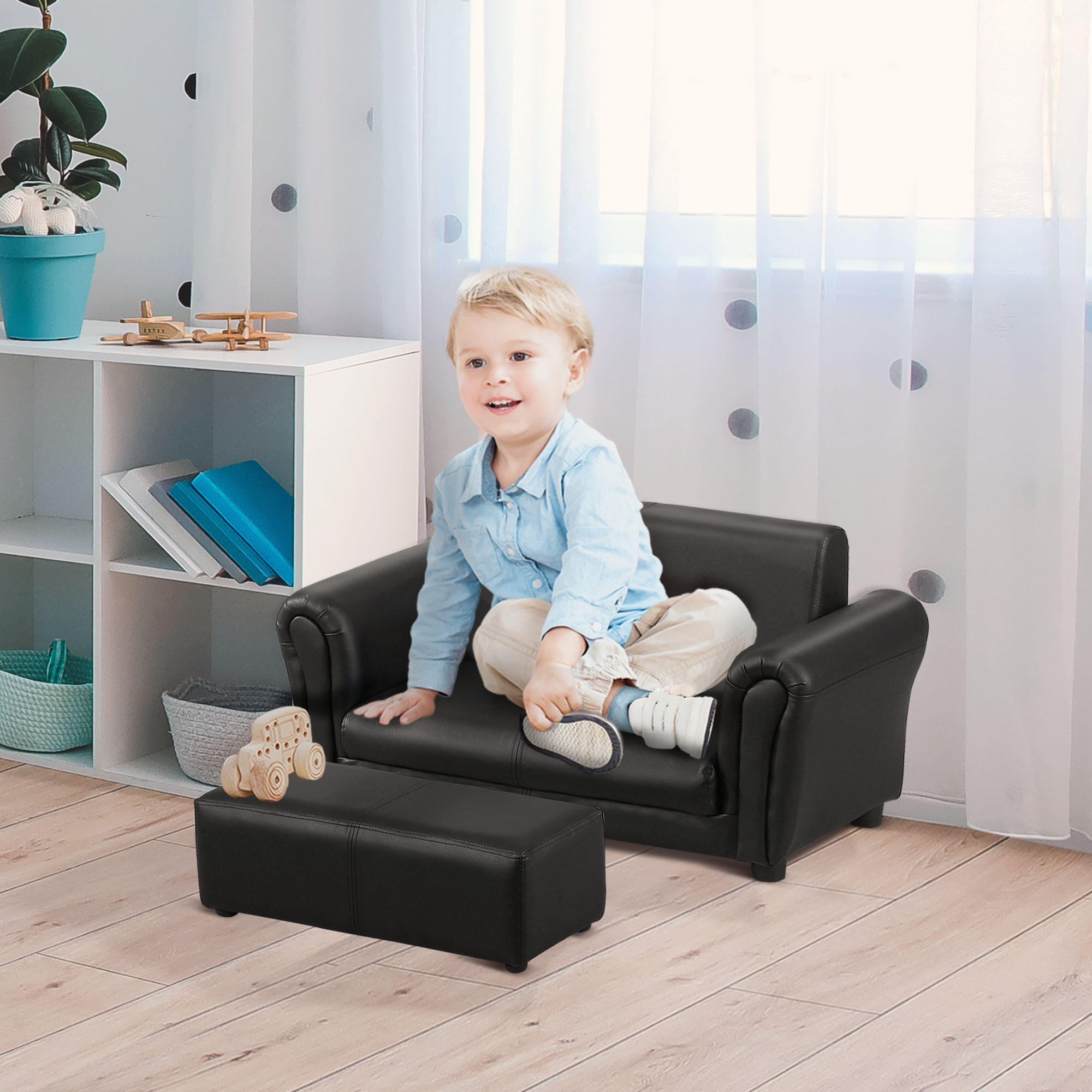 KINDERSESSEL, Schwarz, Holz, PVC - Schwarz, Holz (42/41/83cm) - HOMCOM