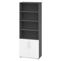 KOMBISCHRANK - 2 plus 4 Ordnerhöhen 42/80/215,6 cm in Graphitfarben/Weiß - Graphitfarben/Weiß, Holzwerkstoff (80/215.6/42cm) - bümö