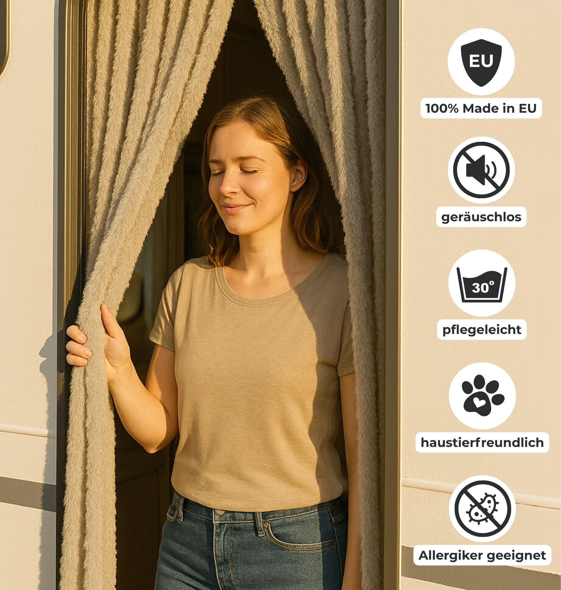 Thumbnail - Arsvita Flauschvorhang, Hellgrau, Kunststoff, 90x2x200 cm, Wohntextilien, Gardinen & Vorhänge, Fertiggardinen, Fadenvorh...