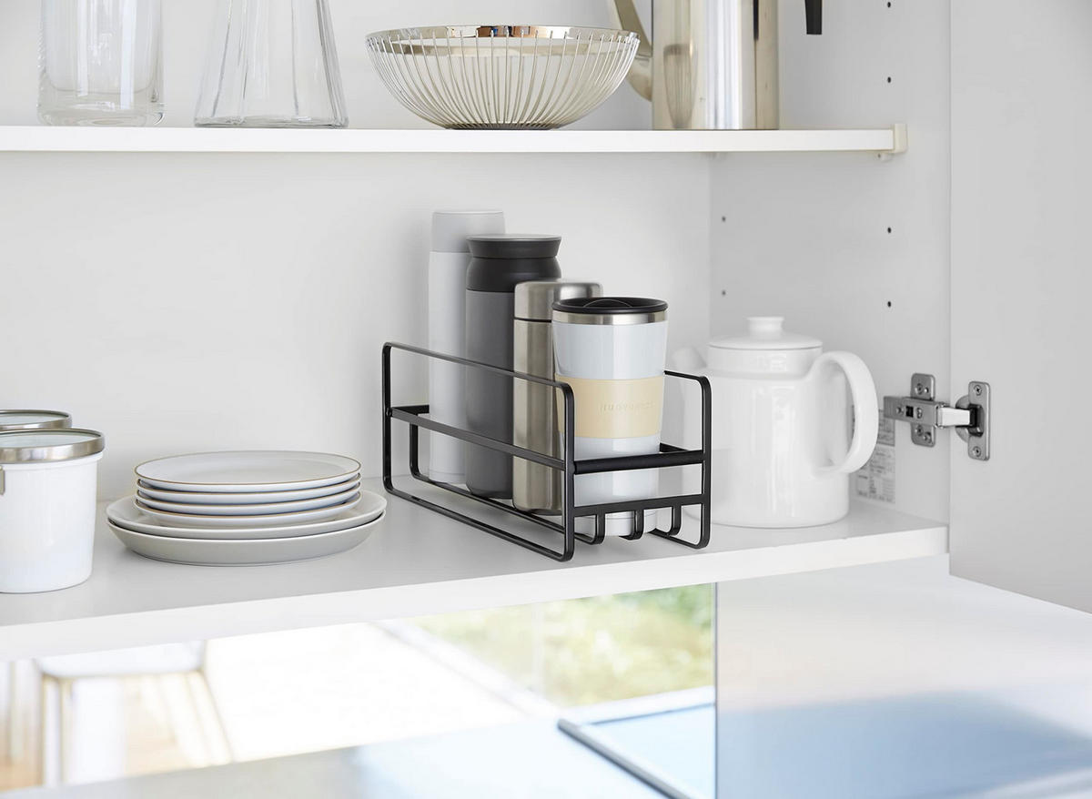 TASSEN- UND GLAS-ORGANIZER Tower 5644 schwarz 12x33,2x11 cm - Schwarz, Metall (11/12/33.2cm) - Yamazaki