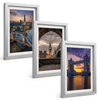 BILDER SET 3er Set - 20x30 cm Silberner Rahmen - Stadtbrücken, Uhrtürme - Silberfarben, Kunststoff (20/30cm) - TULUP