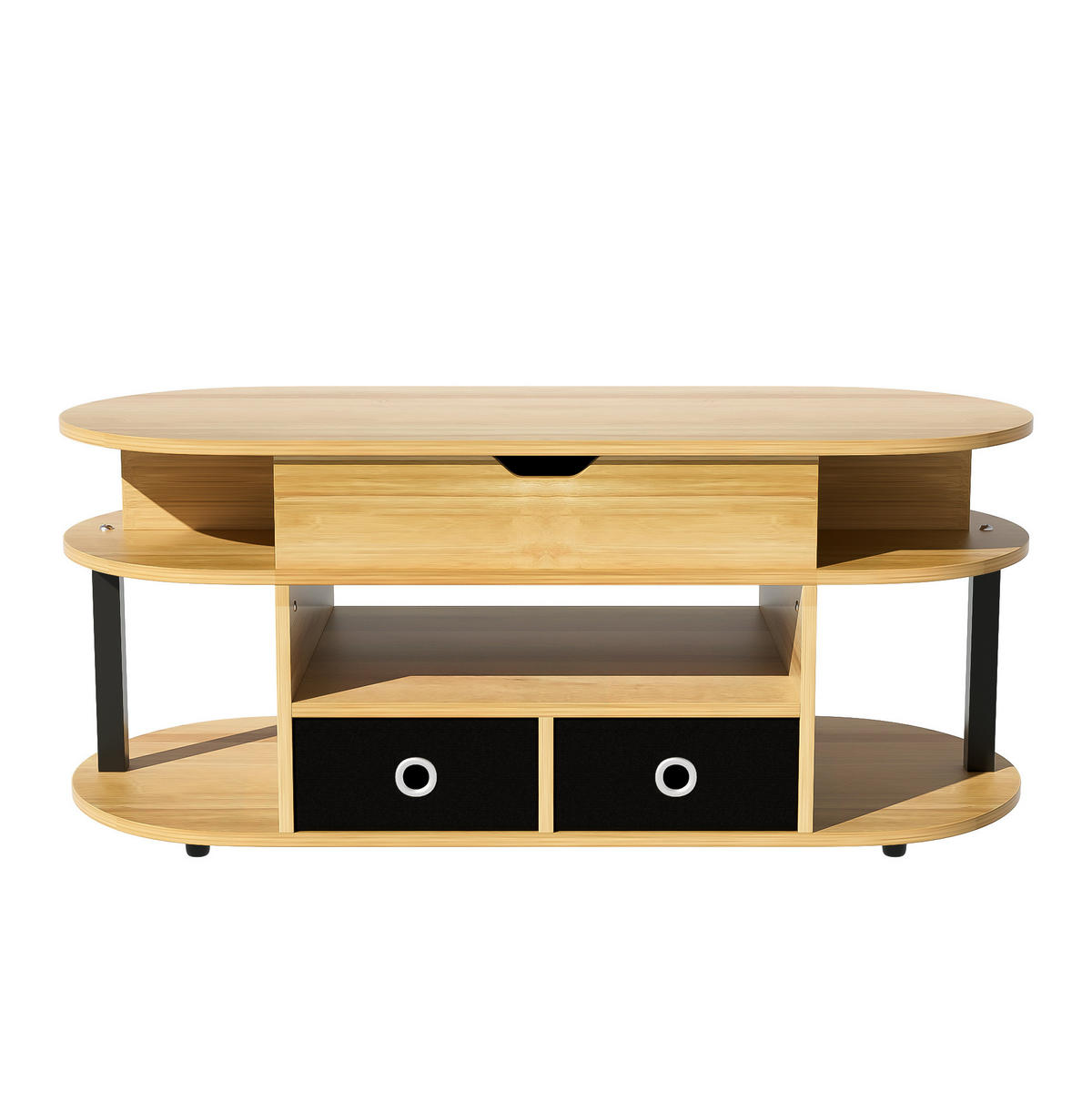 COUCHTISCH 105/50/45-60 cm mit Hebefunktion und Stauraum in Holzoptik/Schwarz - Schwarz, Holzwerkstoff (105/50/60cm) - Flora Grace