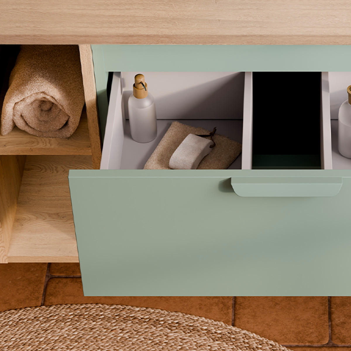 WASCHTISCH 120.6cm Oria Grün - Grün, Holzwerkstoff (120.6/50/46.5cm) - Petits-meubles