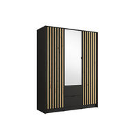 KLEIDERSCHRANK Onyx Schwarz 151/201/55 - Schwarz, Holzwerkstoff (151/201/55cm) - RAUMHIRSCH FURNITURE