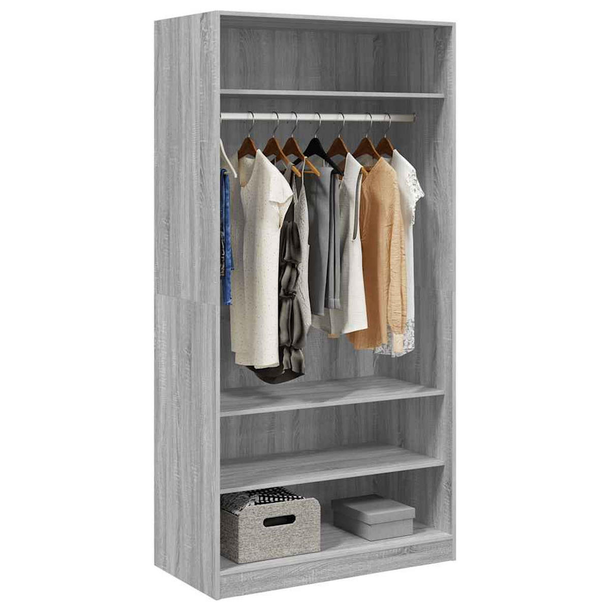 KLEIDERSCHRANK GRAU SONOMA 100X50X200 CM HOLZWERKSTOFF - Grau, Holz (50/200/100cm) - vidaXL
