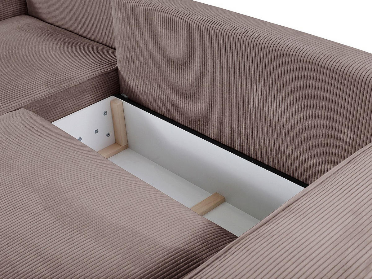 ECKSOFA mit Schlaffunktion - Ecke Links - Cord - Malve - AMELIA - Lila, Textil (267/167cm) - Vente-Unique