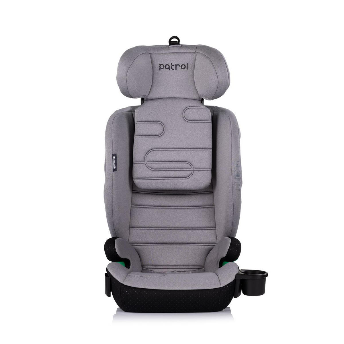 KINDERSITZ Patrol i-Size grau Isofix (100-150cm) Kopfstütze Getränkehalter - Grau, Kunststoff (44/58/51cm) - Chipolino