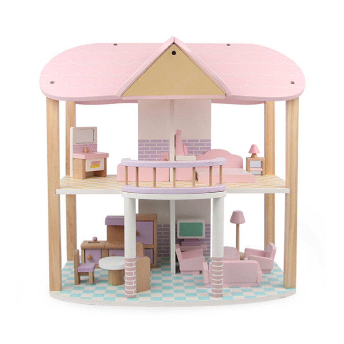 PUPPENHAUS Sandy möbliert Holz 2 Etagen - Rosa, Holz (23/45/45cm) - Coemo