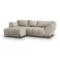 ECKSOFA VESTANO L-S Beige Boucle-Stoff mit Schlaffunktion - Beige, Holz (287/182cm) - MASSENO