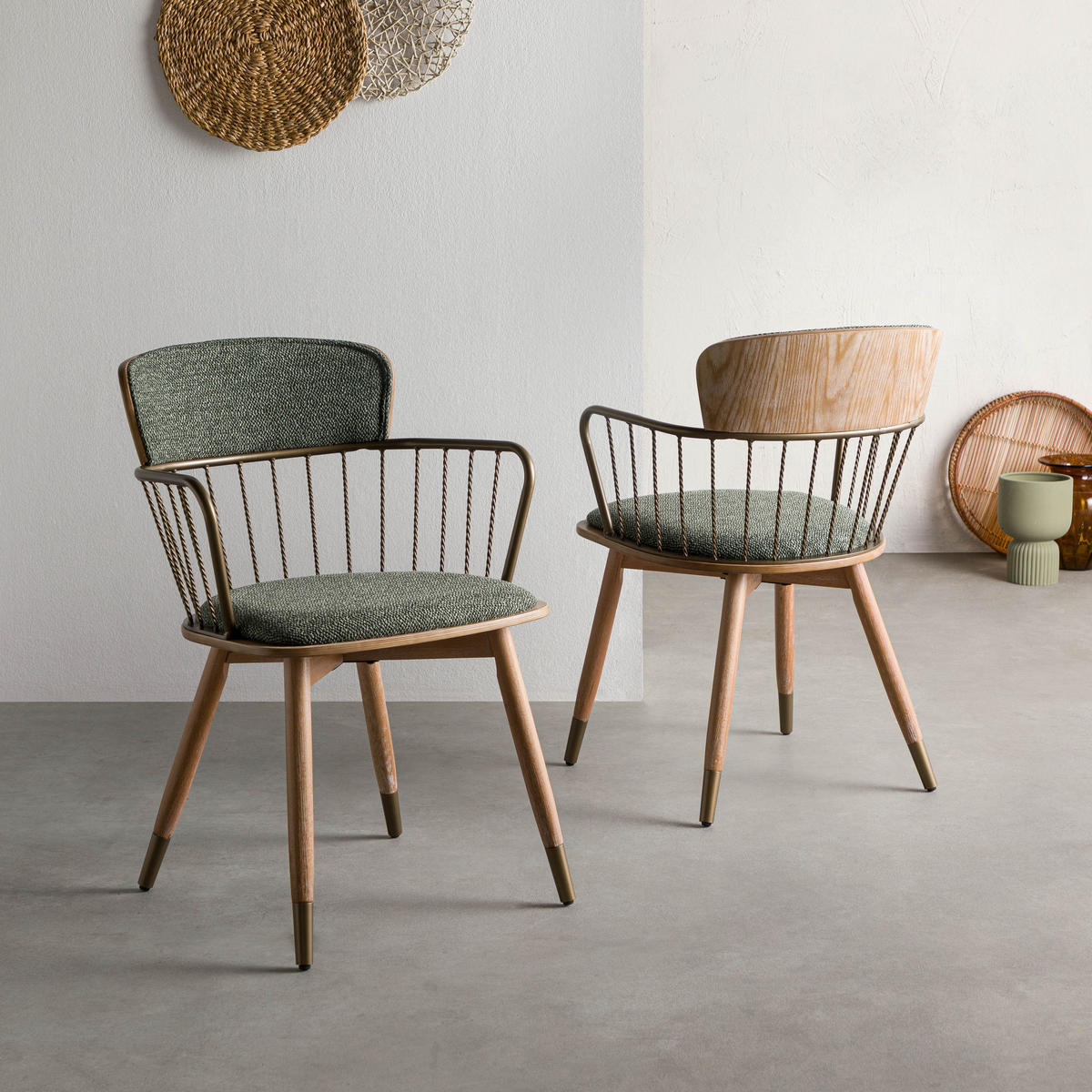 STUHL Massivholz 55 x 55 x 79 cm grün POLSTERSTÜHLE #02 - Grün, Kunststoff (55/79/55cm) - Massivmoebel24