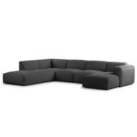 WOHNLANDSCHAFT mit Longchair - Anthrazit/Schwarz, Kunststoff/Textil (325/71/235cm) - home24