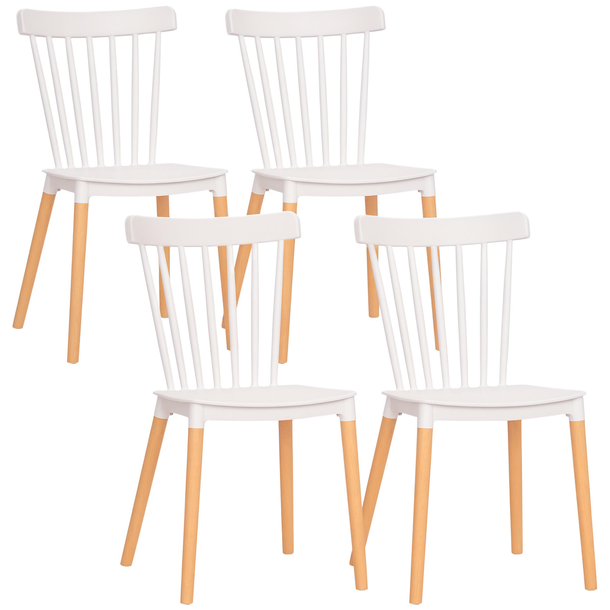 ESSZIMMERSTÜHLE 4er-Set DE-13228 Skandinavisch mit hoher Rückenlehne Weiß - Weiß, Kunststoff (52.5/83/48cm) - ComfortXL