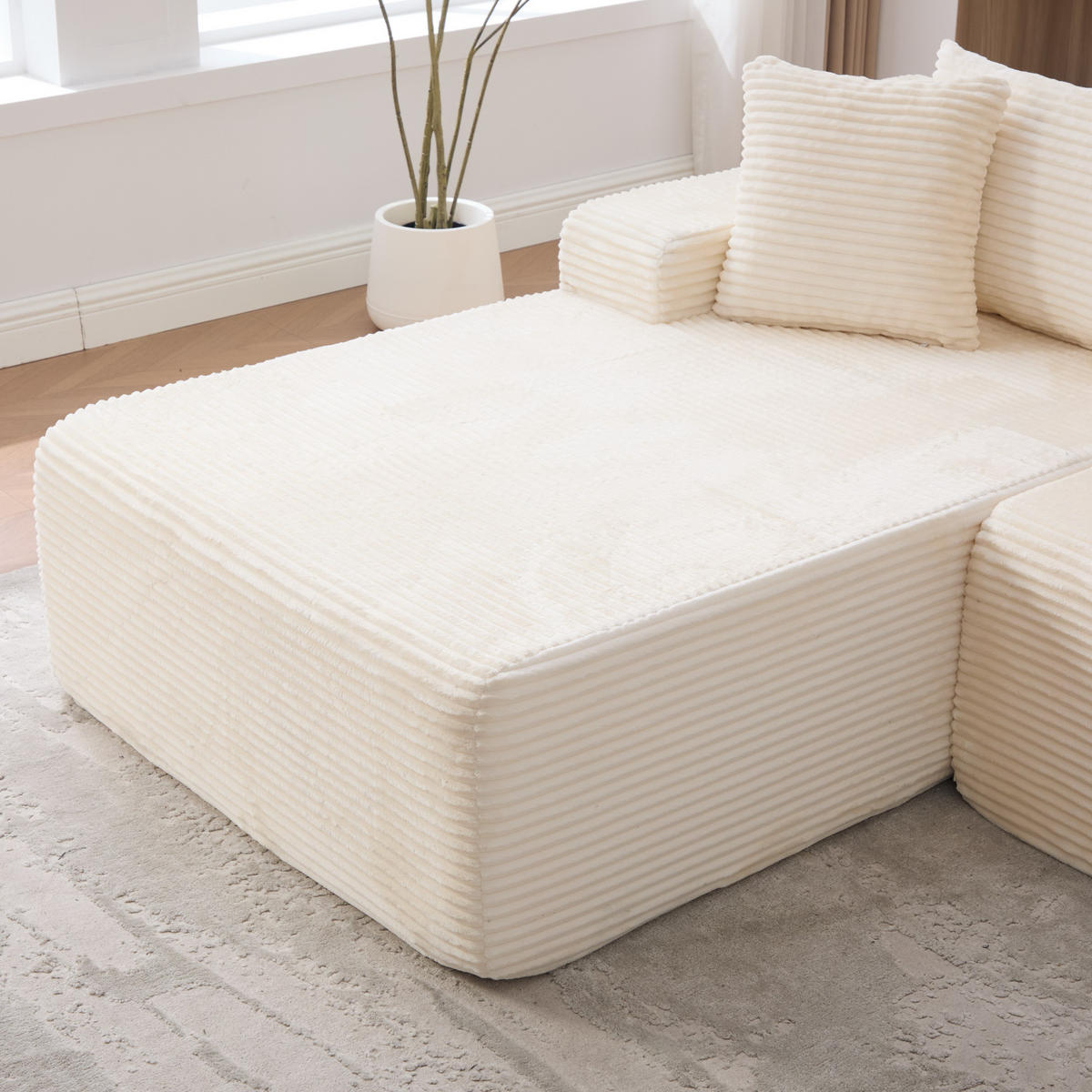 ECKSOFA 272/174/74.5 cm Beige mit 30D hochelastischem Schaumstoff und rutschfestem Boden - Beige, Textil (174/74.5/272cm) - Oxeza