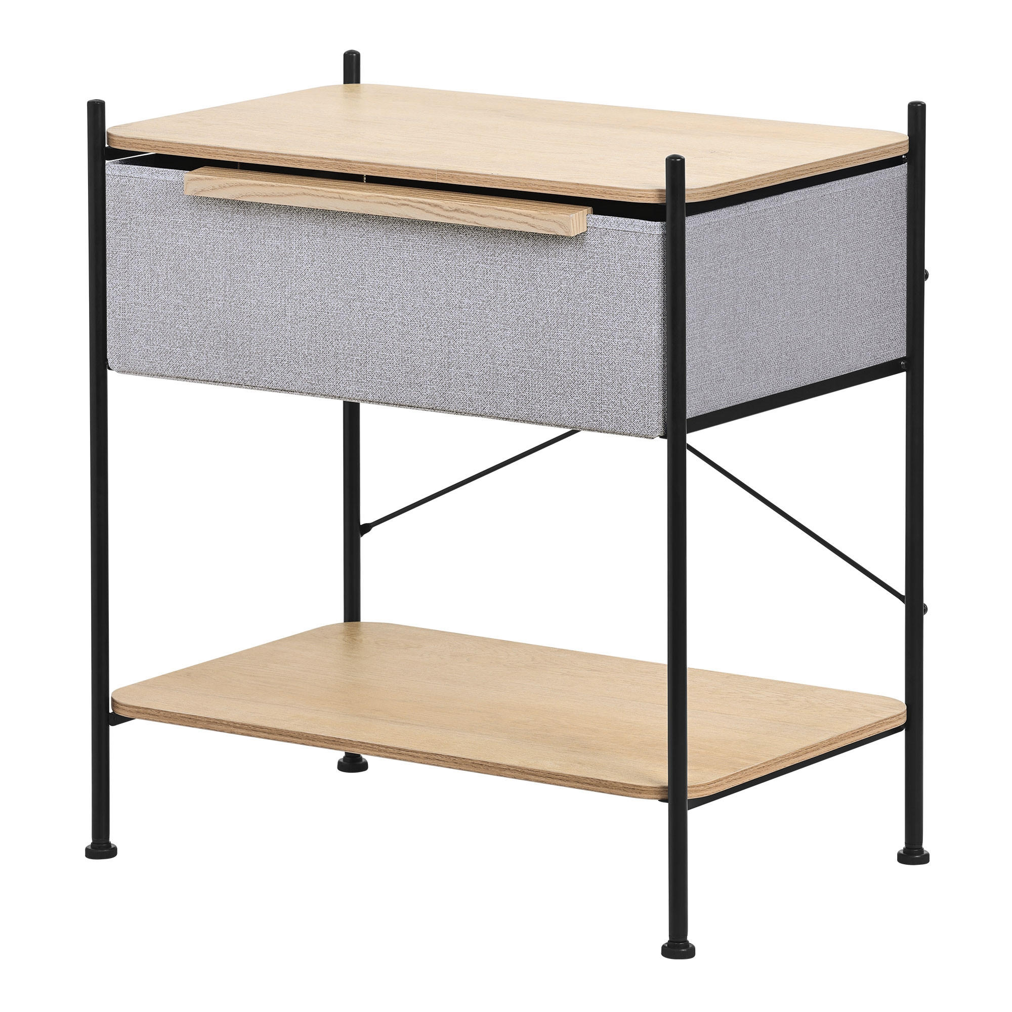 POLICE se zásuvkou z látky 62x67,5x42,5 cm šedá - přírodní/tmavě šedá, kompozitní dřevo/textil (62/67.5/42.5cm) - ML-DESIGN