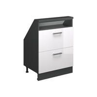 DACHSCHRÄGENSCHRANK Rion Weiß Hochglanz/Anthrazit mit 2 Schubladen - Weiß Hochglanz/Anthrazit, Holzwerkstoff (60/81.6/46cm) - Vicco