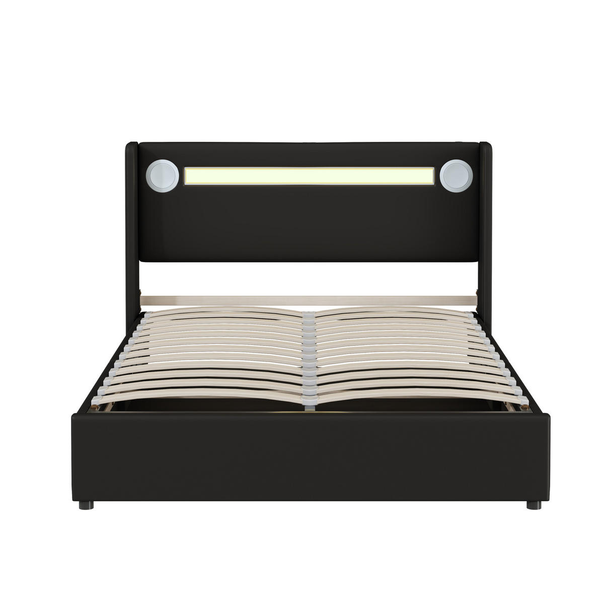 POLSTERBETT 140/200 cm Schwarz aus PU-Leder mit Stauraum - Schwarz, Kunststoff (140/200cm) - OKMYHOME