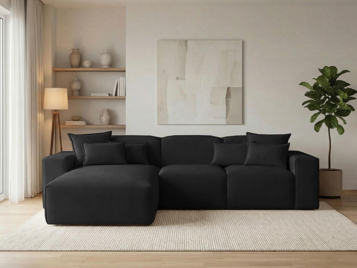 ECKSOFA Leni Schwarz Links - Schwarz, Holz/Textil (265/180cm) - Graingold