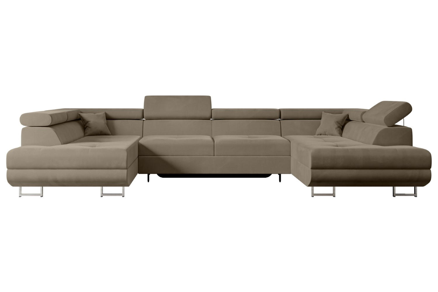WOHNLANDSCHAFT mit Schlaffunktion und Bettkasten GUSA-U 342x202x107 cm Braun Velours - Silberfarben/Braun, Holzwerkstoff/Textil (342/107/202cm) - ALTDECOR