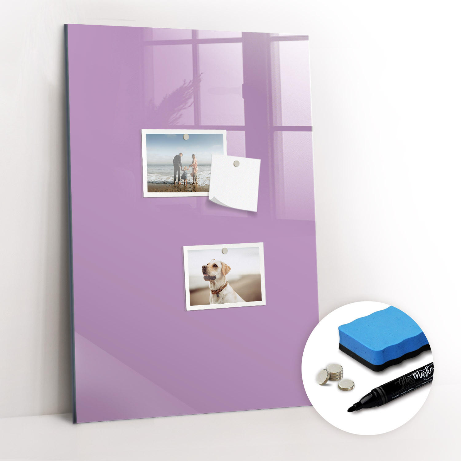 MAGNETTAFEL 40x60 Flieder schwarzer Marker - Violett, Glas (40/0.4/60cm) - TULUP