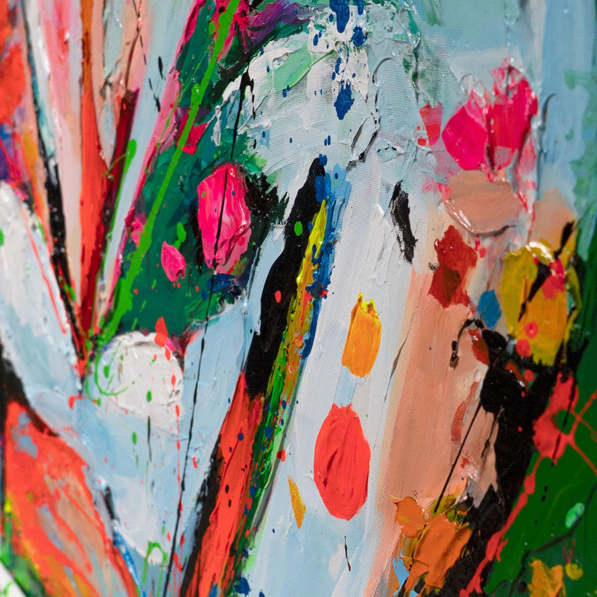 GEMÄLDE Im Rhythmus der Farben Schattenfugenrahmen Weiß 140x100 cm - Weiß, Holz (140/100cm) - YS-art gallery