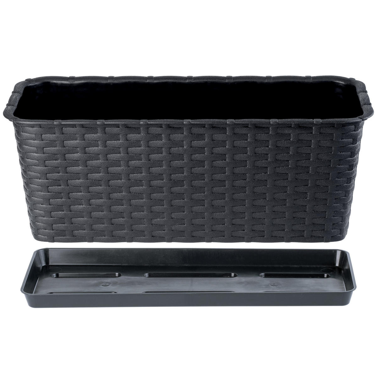 BALKONKASTEN mit Untersetzer 40 cm, Anthrazit - Anthrazit, Kunststoff (17/40cm) - KADAX