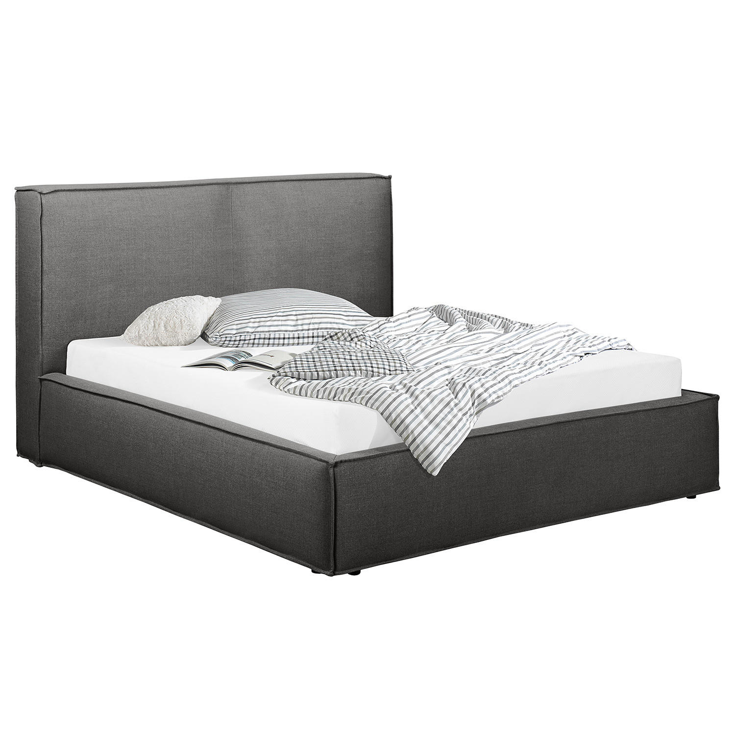 POLSTERBETT - Anthrazit, Textil (160/200cm) - home24