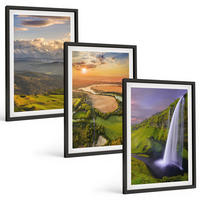 BILDER SET 3er Set - 40x60 cm Schwarzer Rahmen - Gebirgsflüsse, Wasserfälle, Natur - Schwarz, Kunststoff (40/60cm) - TULUP