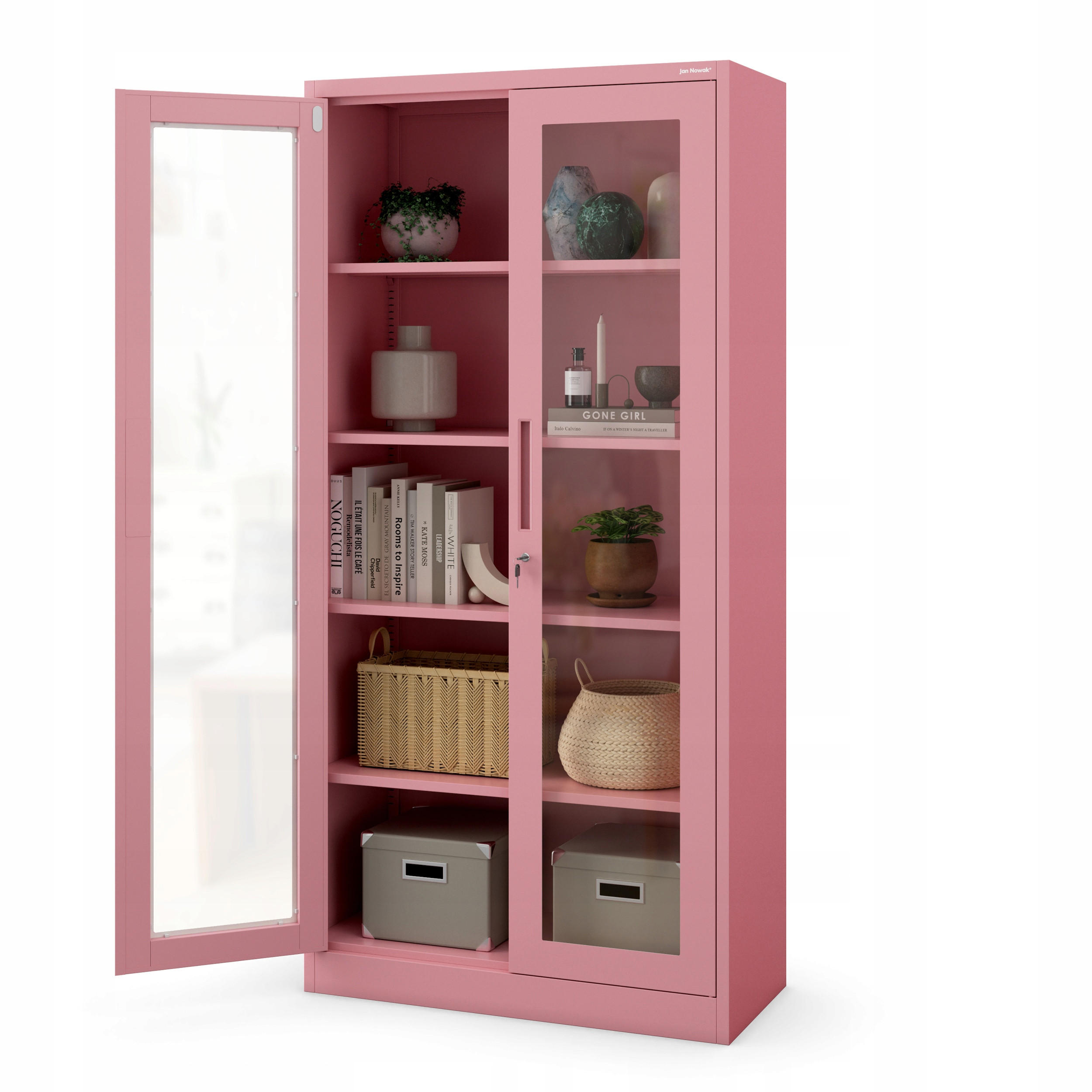 Jan Nowak Vitrinenschrank Rosa 90x185x40 cm