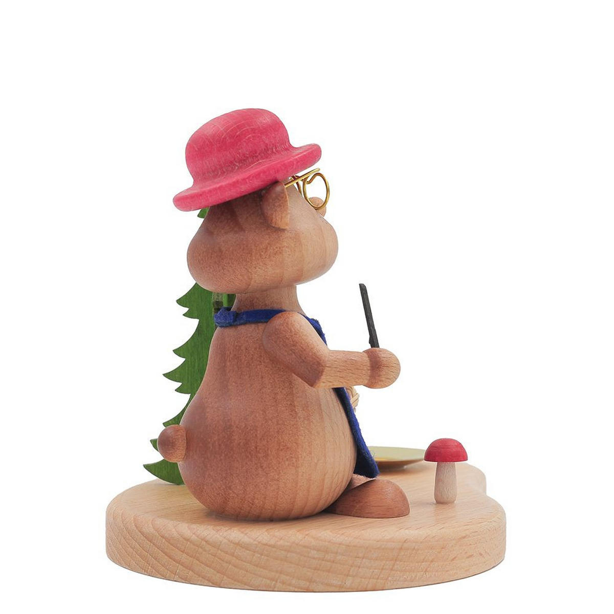HOLZFIGUR Hamster Pilzsammler mit Kerzenhalter 11 cm - Multicolor, Metall (14/1/0.1cm)