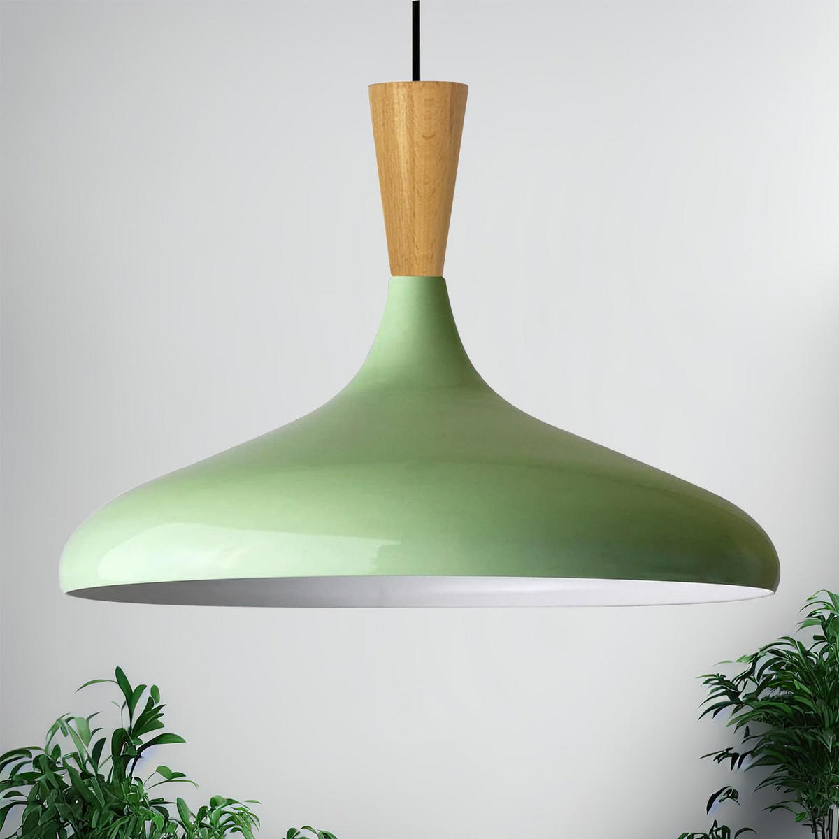 PENDELLEUCHTE Champion Holz 35/30 cm - Mintgrün, Metall (35/30cm) - Bamyum